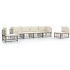 vidaXL Loungegrupp 6 delar med dynor antracit konstrotting