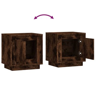 vidaXL Sängbord 2 st rökfärgad ek 44x35x45 cm konstruerat trä