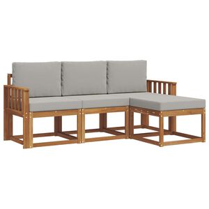 vidaXL Utomhussoffset med kudde 4 pcs Naturlig och Ljus Gr&aring;