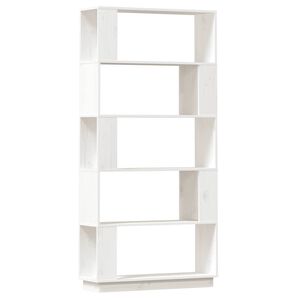 vidaXL Bokhylla/Rumsavdelare vit 80x25x163,5 cm massiv furu