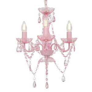 vidaXL Takkrona med p&auml;rlor rosa rund 3 x E14