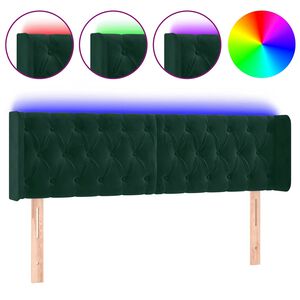 vidaXL S&auml;nggavel LED m&ouml;rkgr&ouml;n 163x16x78/88 cm sammet