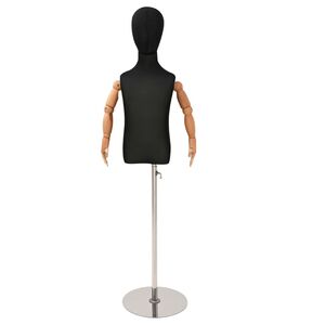 vidaXL Justerbar mannequin 120-150 cm med bas Unisex PP Svart