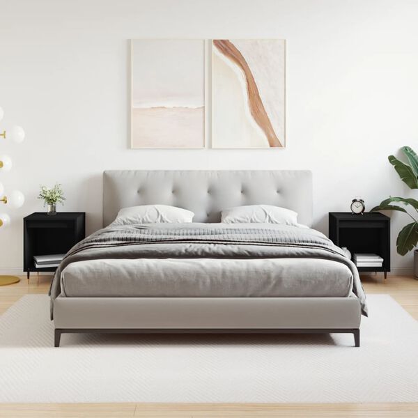 vidaXL S&auml;ngbord 2 st svart 40x35x50 cm konstruerat tr&auml;