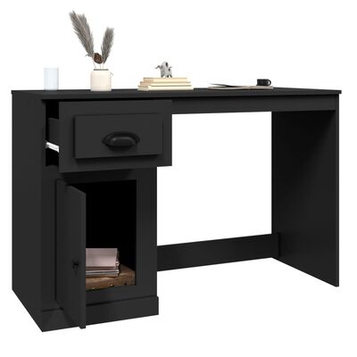 vidaXL Skrivbord med låda svart 115x50x75 cm konstruerat trä