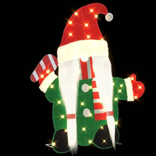 vidaXL Belyst Tomte med 60 LED-lampor Varmvit 71 x 64 cm Glittertyg