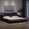 vidaXL Bed Frame with LED without Mattress "Hvar" Dark Brown 200x200 cm Fabric
