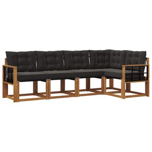 vidaXL Utomhussoffset med kudde 5 pcs Naturlig och svart