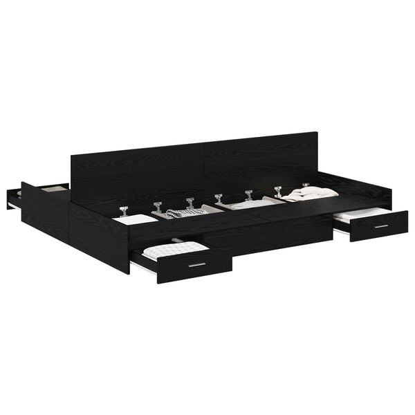 vidaXL F&ouml;rvaringss&auml;ngram Svart Ek 135 x 190 cm Konstruerat tr&auml;