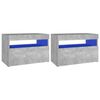 vidaXL S&auml;ngbord med LED-belysning 2 st betonggr&aring; 60x35x40 cm