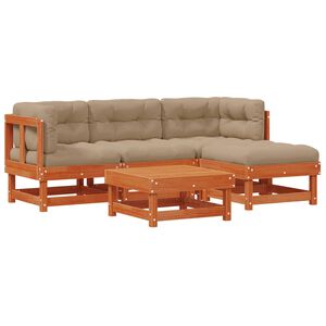 vidaXL Tr&auml;dg&aring;rd loungem&ouml;bler 15 pcs VaxBrun Massivt furu