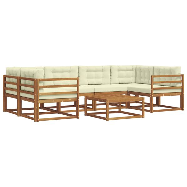 vidaXL Utomhussoffset med kudde 7 pcs Naturlig och Gr&auml;dde