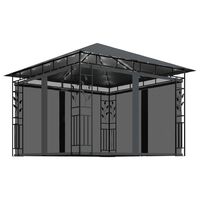 vidaXL Paviljong med myggnät och ljusslinga LED 3x3x2,73m antracit