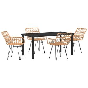 vidaXL Tr&auml;dg&aring;rdsm&ouml;belset 5 pcs Brun Pulverlackerat st&aring;l