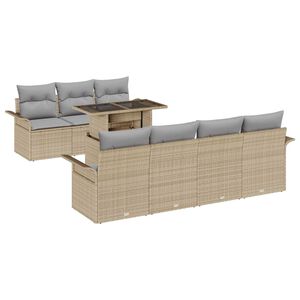 vidaXL Tr&auml;dg&aring;rdsoffset 8 st Beige [Syntetisk]: Poly Rattan