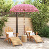 vidaXL Balinesisk Parasol Rosa 185 x 185 x 260 cm Bomull