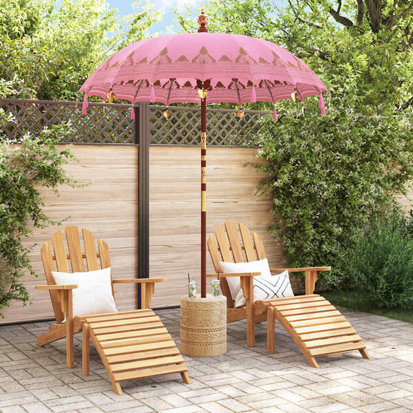 vidaXL Balinesisk Parasol Rosa 185 x 185 x 260 cm Bomull