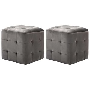 vidaXL Sittpuff 2 st gr&aring; 30x30x30 cm sammetstyg