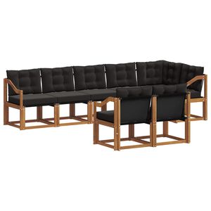 vidaXL Utomhussoffset med kudde 8 pcs Naturlig och svart