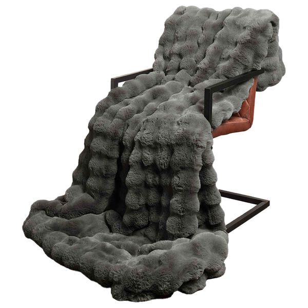 vidaXL Faux Kaninpäls Filt 4 pcs Mörkgrå 130 x 150 cm Polyester