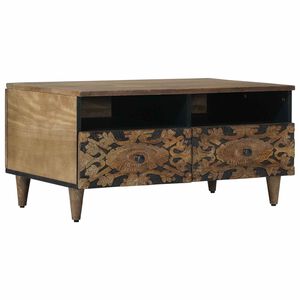 vidaXL Kaffeebord med l&aring;da Brun 80 x 54 x 40 cm Massivt mangotr&auml;