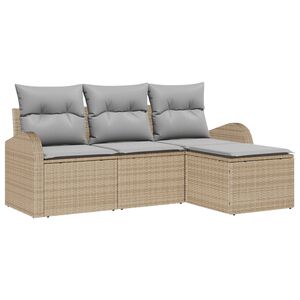 vidaXL Soffset med kudde 4 pcs Beige och Ljusgr&aring; konstrotting