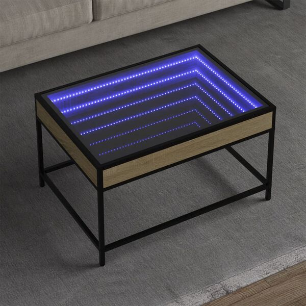 vidaXL Soffbord med Infinity LEDs sonoma-ek 70x50x41 cm