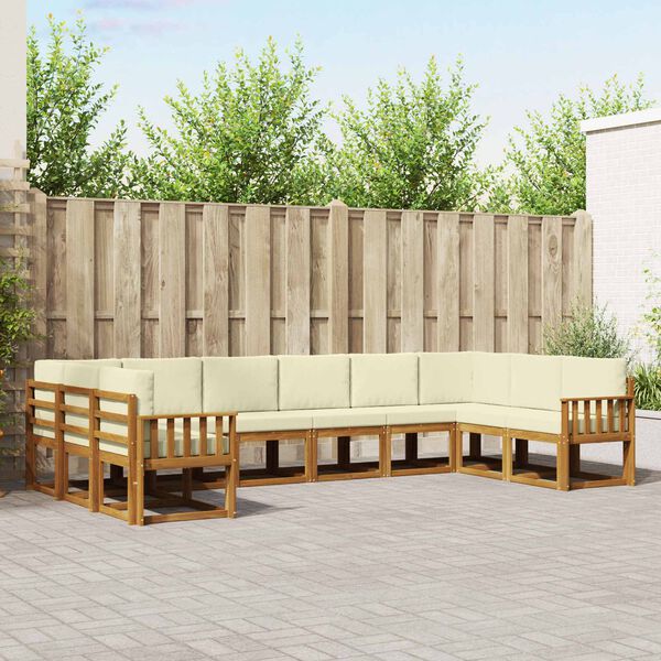 vidaXL Utomhussoffset med kudde 10 pcs Naturlig och Gr&auml;dde