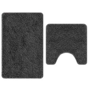 vidaXL Antisklid badmatta set 2 st M&ouml;rkgr&aring; 50 x 50 cm PP