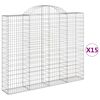 vidaXL Gabioner b&aring;gformade 15 st 200x30x160/180 cm galvaniserat j&auml;rn