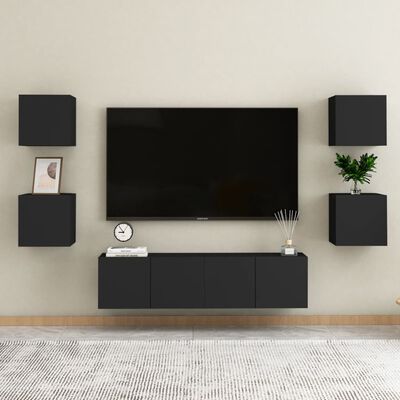 vidaXL Väggmonterat tv-bänk svart 30,5x30x30 cm