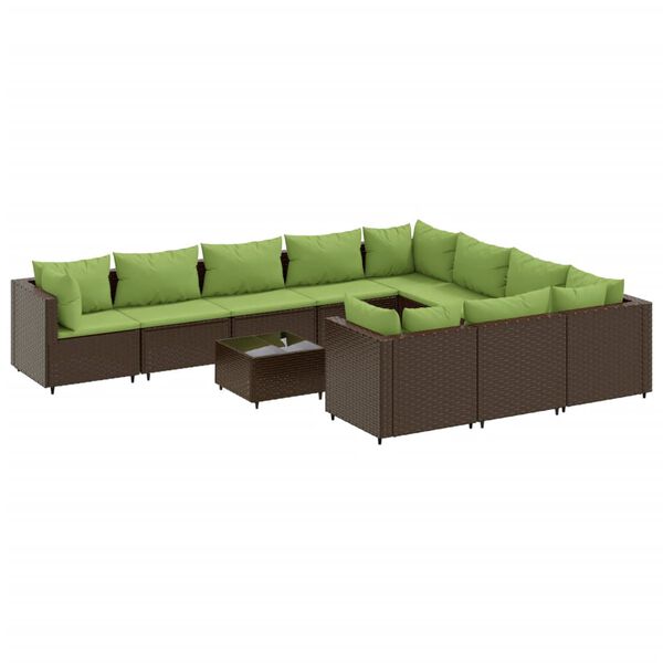 vidaXL Loungegrupp för trädgården 11 delar brun konstrotting
