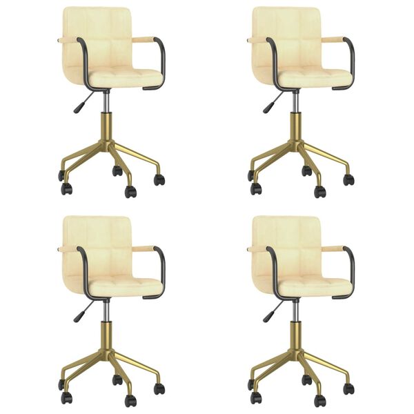 vidaXL Snurrbara matstolar 4 st gr&auml;ddvit sammet