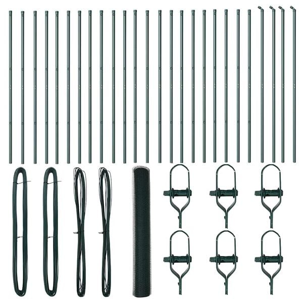 vidaXL Stängselstolpe Grön 50 x 1,4 m (25 mm nät) Stål och PVC