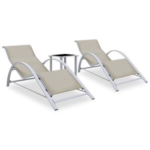 vidaXL Sols&auml;ngar 2 st med bord aluminium gr&auml;ddvit