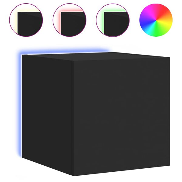 vidaXL V&auml;ggmonterad tv-b&auml;nk LED svart 30,5x35x30 cm