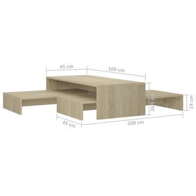vidaXL Satsbord sonoma-ek 100x100x26,5 cm konstruerat trä
