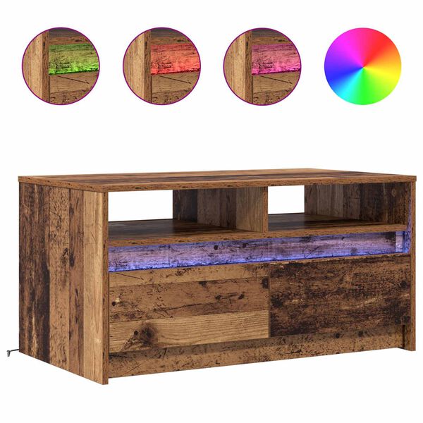 vidaXL Kaffeebord med l&aring;da Gammalt tr&auml; 90 x 50 x 45 cm Konstruerat tr&auml;