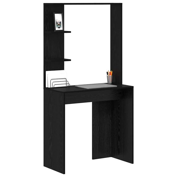 vidaXL Skrivbord Svart Ek 78,5 x 37 x 154,5 cm Konstruerat trä