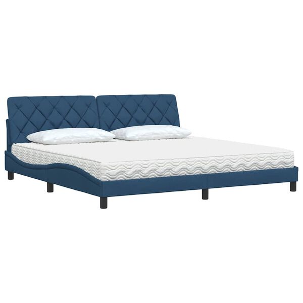 vidaXL Bed with Mattress Blue 200x200 cm Fabric