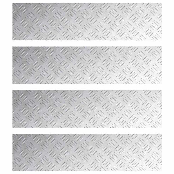 vidaXL Trappsteg Rektangul&auml;r 4 pcs Silver 100 x 25 cm Aluminium