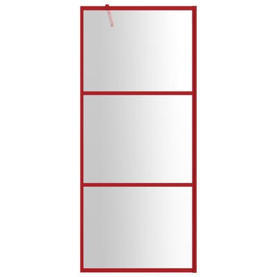 vidaXL Duschvägg med klart ESG-glas röd 80x195 cm
