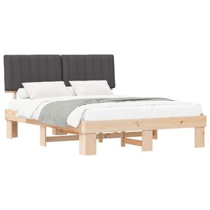 vidaXL S&auml;ngram med Kl&auml;dd Huvudgavel M&ouml;rkgr&aring; 160 x 200 cm Massiv furu