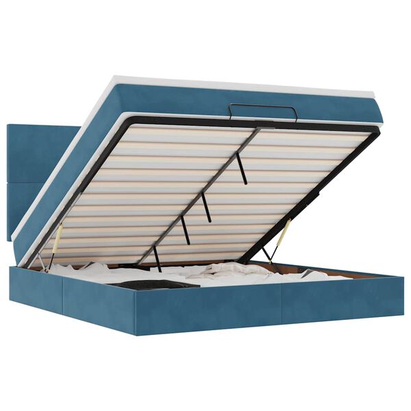 vidaXL Ottoman s&auml;ngram med madrasser m&ouml;rkbl&aring; 180x200 cm sammet