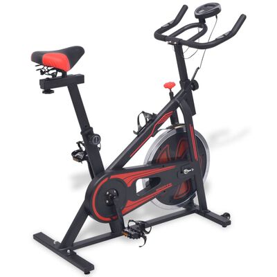vidaXL Motionscykel med pulsmätare svart och röd