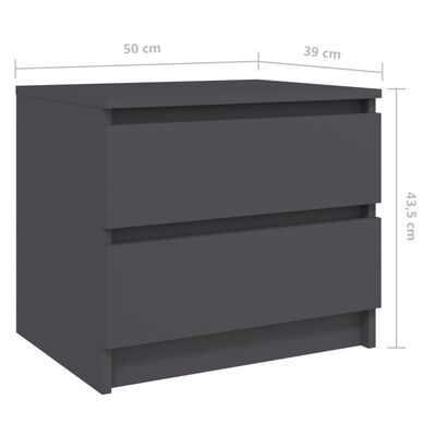 vidaXL Sängbord grå 50x39x43,5 cm konstruerat trä