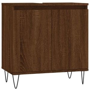 vidaXL Badrumssk&aring;p brun ek 58x33x60 cm konstruerat tr&auml;