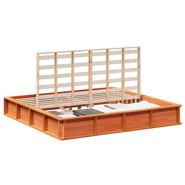 vidaXL S&auml;ngram Vaxbrun 200 x 200 cm Massiv furu