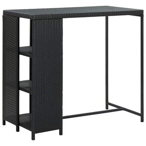 vidaXL Barbord med f&ouml;rvaringshyllor svart 120x60x110 cm konstrotting