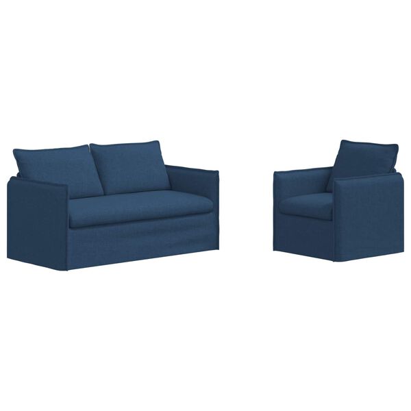 vidaXL Soffa 2 pcs Bl&aring; 196 x 82 x 85 cm tyg